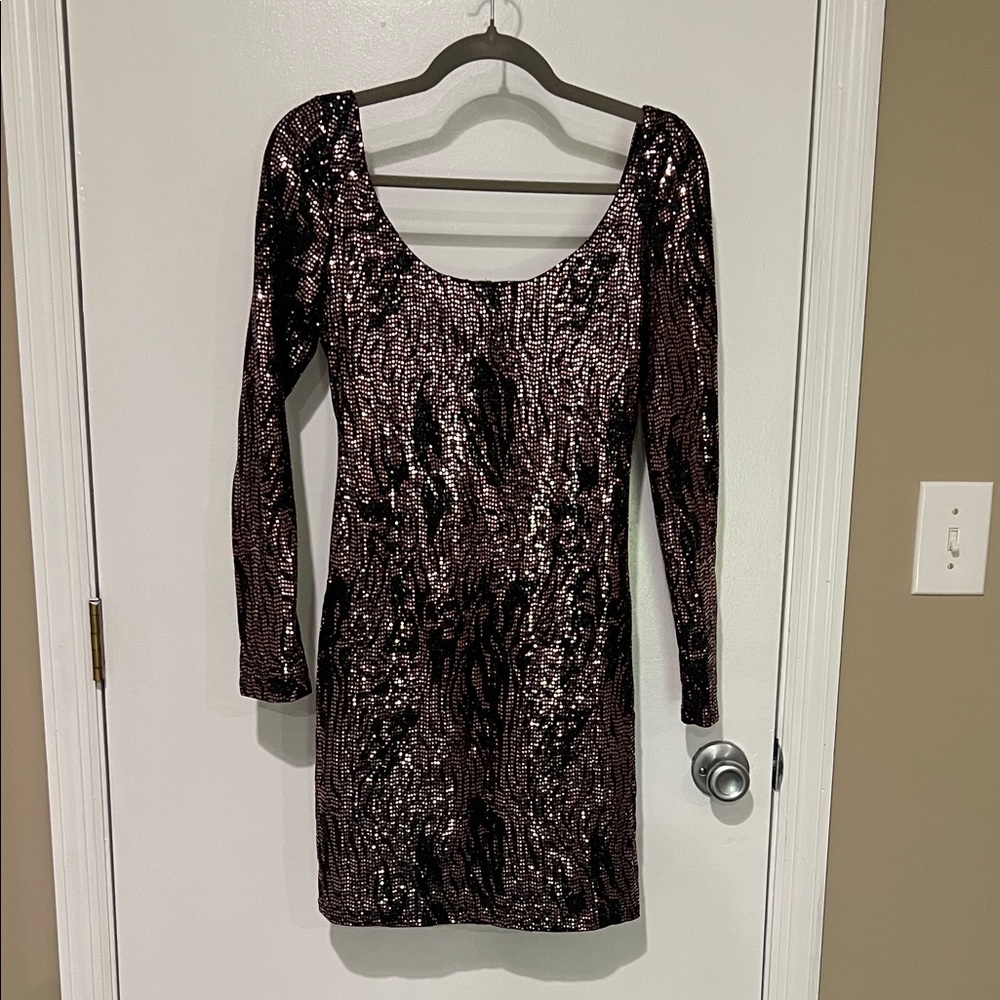 Jump Apparel Black Sequin Long Sleeve Dress